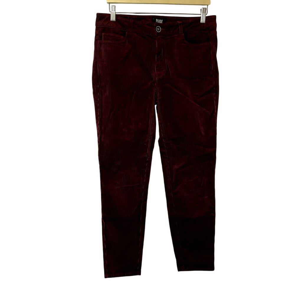 Paige red corduroy hoxton ankle trousers women's size 31 holiday pants 26 inseam
